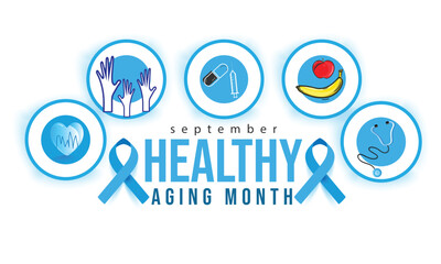 Obraz premium Healthy Aging Month. background, banner, card, poster, template. Vector illustration.