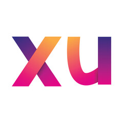 Initial Letter XU Logo Lowercase magenta and oranges Modern and Simple Logo Design