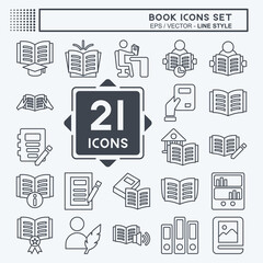 Icon Set Book. related to Education symbol. line style. simple design illustration