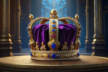 a crown with gems and gems on it is on a wooden table Royal Crown A Cartoon's 3D Makeover Using