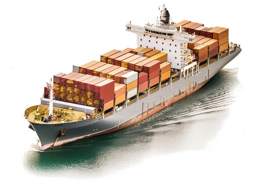 Container ship isolated on white 