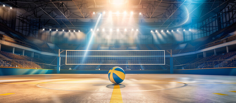 beige court volleyball modern indoor stadium