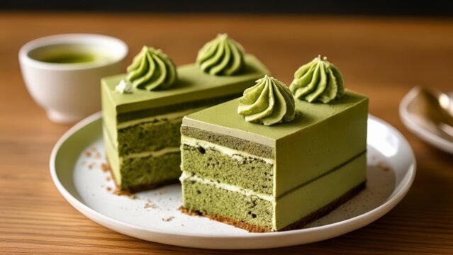 Deliciously indulgent green tea cake slices