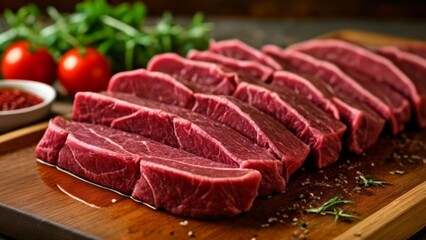 Fototapeta premium Deliciously marbled beef ready for the grill