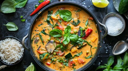 A creamy coconut curry loaded with colorful vegetables is the ultimate comfort dish to enjoy with your toes in the sand.