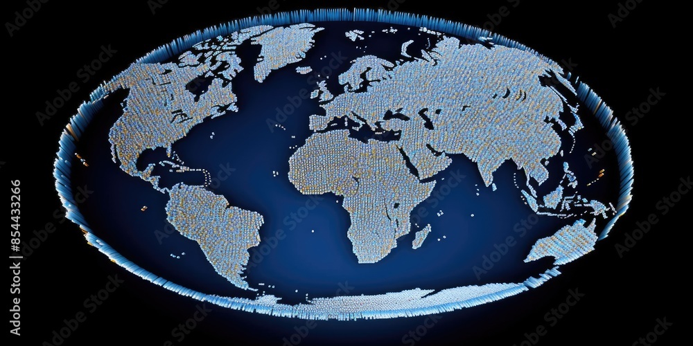 Poster digital globe with glowing network lines and nodes representing global communication and data exchan