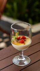 Coconut Pannacotta in a clear glass