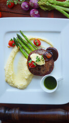 colorful sirloin steak served on a plate
