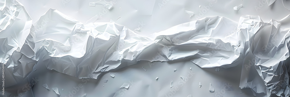 Poster crumpled white paper with blank space to write on. creative banner. copyspace image
