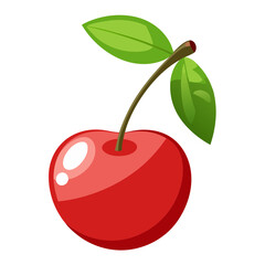 red cherry with leaf