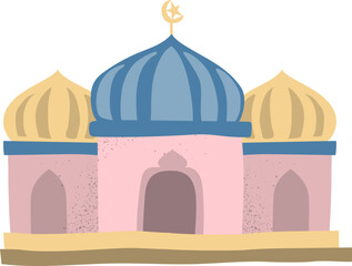Colorful Mosque Handdrawn Illustration