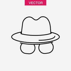 Spy icon vector, Spyware symbol linear illustration on white background..eps