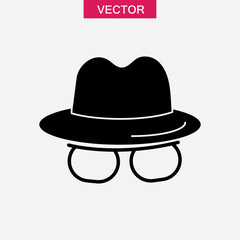 Spy icon vector, Spyware symbol flat black trendy style illustration on white background..eps