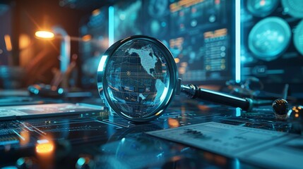 Innovative Sourcing: Futuristic Tools and Efficiency in a Modern Office Setting