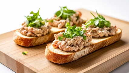  Delicious tuna salad on toasted bread garnished with fresh greens