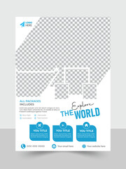 Creative travel and holiday social media post business flyer template.Travel flyer template design .Creative flyer design and brochure cover page template for travel agency