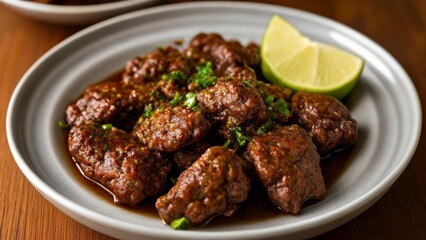  Deliciously seasoned meatballs with a tangy lime garnish