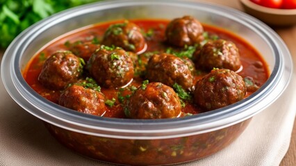  Delicious meatballs simmering in a rich tomato sauce