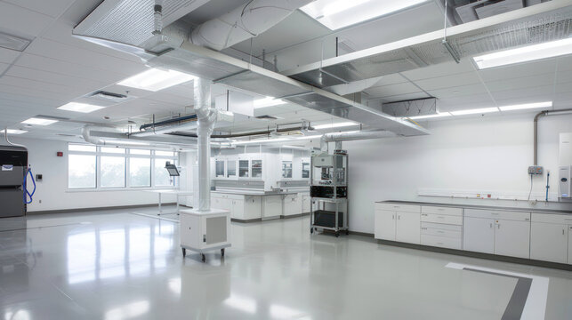 Advanced Ceiling-Mounted Air Conditioning System in High-Tech Research Laboratory