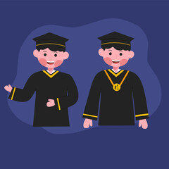 Graduated student vector set with various pose 