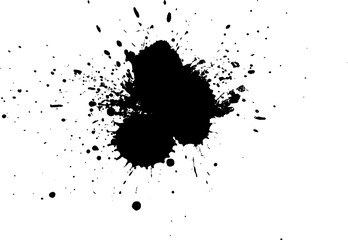 black ink brush splash splatter on white background