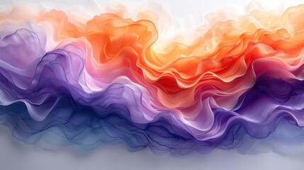 Obraz premium A graceful dance of translucent watercolor washes, flowing and intermingling to compose a whimsical and airy abstract artwork. Shades of aquamarine, coral, and lilac create a harmonious palette that