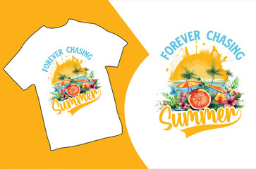 Summer Vector T-shirt Design. Summer T-shirt Design. Summer coloring t-shirt design. 