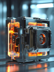 Futuristic Technology Device with Orange Glow