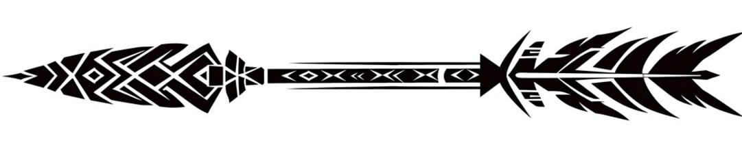 Tribal Tattoo Inspired Black and White Arrow Graphic Design