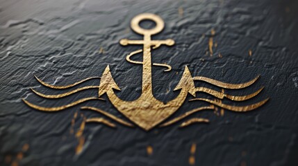 Design of a yacht club 2d logo featuring a logotype with waves and an anchor