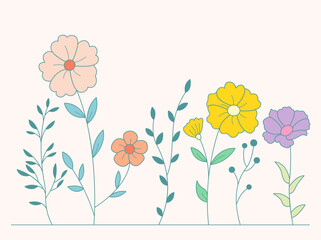 Vector of Illustration of wild flowers about flowers, icon, illustration, floral, and nature. Beautiful flower style color