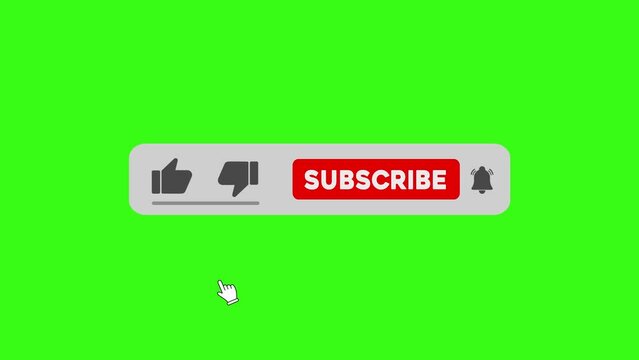 green background like dislike bell icon click hand subscribe button new animate video
