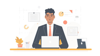 Fototapeta premium デスクワークをする男性のビジネスパーソン