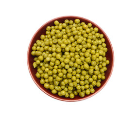 Fresh peas isolated in bowl on white background
