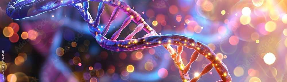 Aufkleber abstract dna helix with bokeh lights - science and biotechnology background.