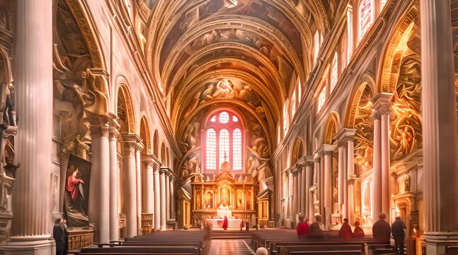 Pentecost Painting in Basilica di Santa Eufemia. Sacred Art