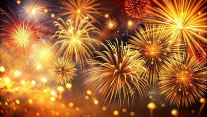 Fototapeta premium A photo of 4th of july fireworks with a golden glow, warm and inviting, with ample copy space.
