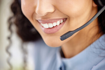 Agent, mouth and call center for customer support, e commerce or communication in office....