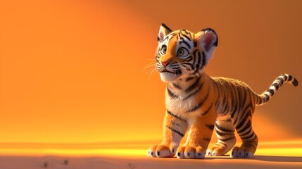 Fototapeta premium Captivating Tiger Cub Posing in Natural Habitat