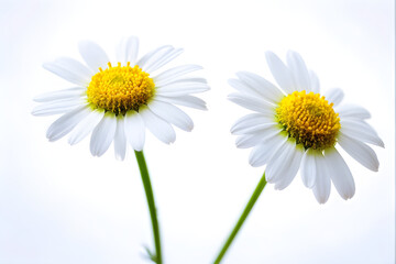 Two Chamomiles, Ox-Eye Daisy isolated on white background.