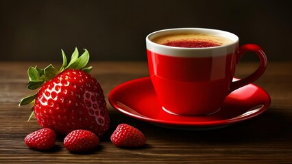  Deliciously fresh strawberries and a warm cup of coffee perfect for a cozy morning
