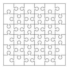 Puzzle Grid Outline. Puzzle Template for Kids Worksheet.
