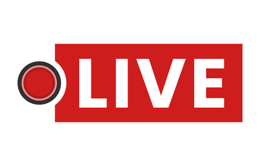 Live streaming logo with red button recorder symbol for element
