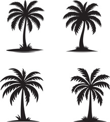 Palm Tree Silhouette Vector Icons.
