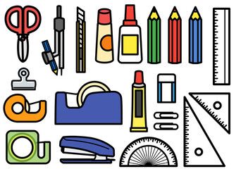  文房具イラスト　バラエティセット