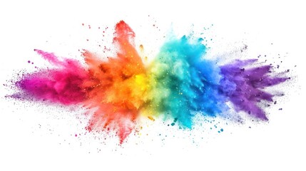 Multicolored Powder Explosion Isolated on White Background