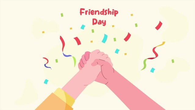 Animated video Happy international friendship day Concept. Full length animation illustration. High quality 4k footage.