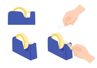  テープカッターのイラスト　セット