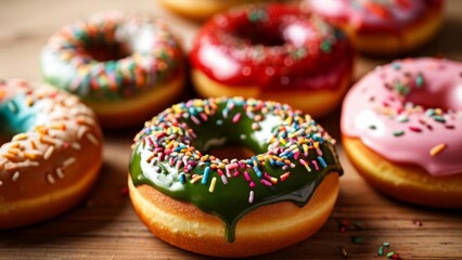  Deliciously tempting assortment of colorful donuts