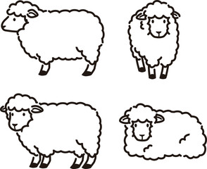シンプルでかわいい羊のイラストセット